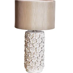 By Rydéns Tischlampe Keramik Stoff 54,5 cm hoch Beige E27 Floral< Wohnzimmerlampen|Schlafzimmer Lampen
