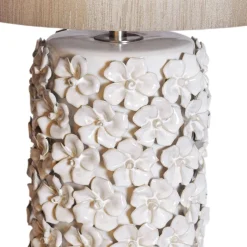 By Rydéns Tischlampe Keramik Stoff 54,5 cm hoch Beige E27 Floral< Wohnzimmerlampen|Schlafzimmer Lampen