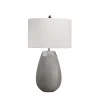 Tischlampen|Schlafzimmer Lampen*Elstead Tischlampe Keramik Stoff 54 cm E27 Modern in Silber Grau