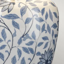 Elstead Tischlampe Keramik Stoff E27 65 cm Blau Weiß Klassisch< Stofflampen|Keramiklampen