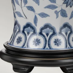 Elstead Tischlampe Keramik Stoff E27 65 cm Blau Weiß Klassisch< Stofflampen|Keramiklampen