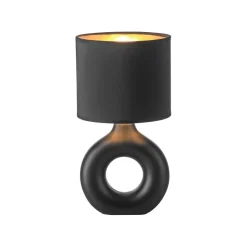 Just Light Tischlampe Keramik Stoff 30 cm E27 Schwarz Gold Modern< Wohnzimmerlampen|Schlafzimmer Lampen