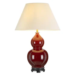 Tischlampen|Schlafzimmer Lampen*Elstead Tischlampe Keramik Stoff 64 cm in Rot Ecru Klassisch