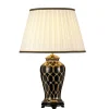 Elstead Tischlampe Keramik Stoff 68 cm Creme Schwarz Gold E27< Wohnzimmerlampen|Stofflampen