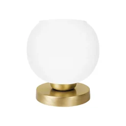 Giovanni Battista Tischlampe Kugel H: 18,5 cm Glas Messing in Weiß Bronze< Tischlampen|Jugendstil Lampen