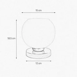 Giovanni Battista Tischlampe Kugel H: 18,5 cm Glas Messing in Weiß Bronze< Tischlampen|Jugendstil Lampen