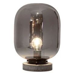 Wohnzimmerlampen|Metall Lampen*By Rydéns Tischlampe Marmor Metall Rauchglas 34 cm Grau E27