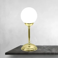 Giovanni Battista Tischlampe Messing Glas H: 31 cm Kugel Schirm E14< Tischlampen|Badezimmer Lampe
