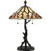 Wohnzimmerlampen|Rustikale Lampen*Elstead Tischlampe Metall Glas 62,9 cm Tiffany Stil 2x E27 Handarbeit