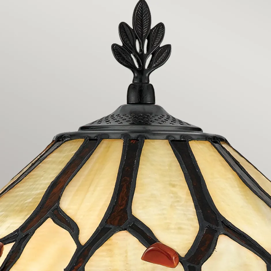 Wohnzimmerlampen|Rustikale Lampen*Elstead Tischlampe Metall Glas 62,9 cm Tiffany Stil 2x E27 Handarbeit