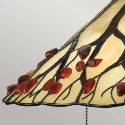 Wohnzimmerlampen|Rustikale Lampen*Elstead Tischlampe Metall Glas 62,9 cm Tiffany Stil 2x E27 Handarbeit