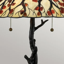 Wohnzimmerlampen|Rustikale Lampen*Elstead Tischlampe Metall Glas 62,9 cm Tiffany Stil 2x E27 Handarbeit