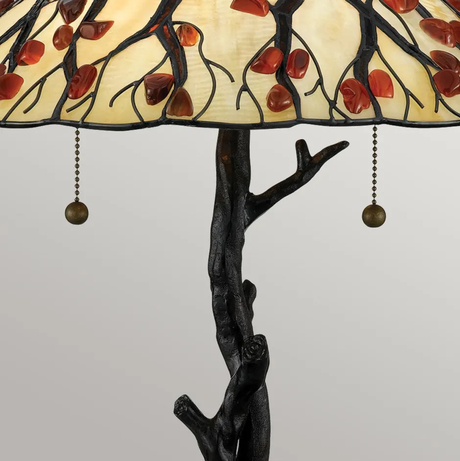 Wohnzimmerlampen|Rustikale Lampen*Elstead Tischlampe Metall Glas 62,9 cm Tiffany Stil 2x E27 Handarbeit