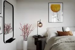 Wohnzimmerlampen|Metall Lampen*By Rydéns Tischlampe Metall Rauchglas 60 cm Schwarz Grau E27