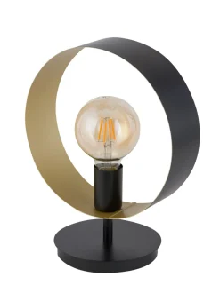 Sigma Tischlampe Metall Schwarz Gold Ring 32 cm E27 dekorativ< Moderne Lampen|Designerlampen