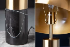 Metall Lampen|Retro Lampen*Invicta Interior Tischlampe Metall Schwarz Gold Leselicht E27 52 cm hoch