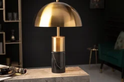 Metall Lampen|Retro Lampen*Invicta Interior Tischlampe Metall Schwarz Gold Leselicht E27 52 cm hoch