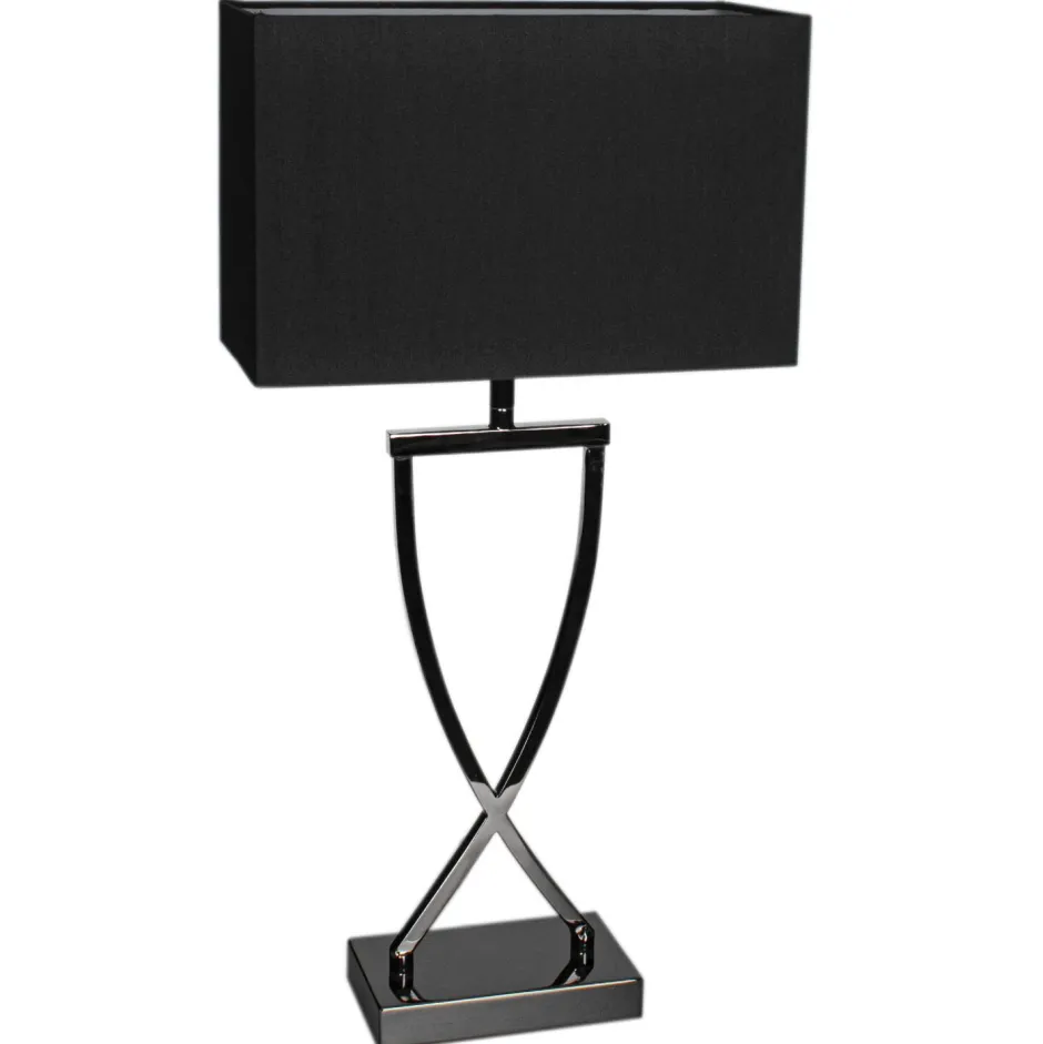 By Rydéns Tischlampe Metall Stoff 52 cm Schwarz-Chrom Schwarz E27< Wohnzimmerlampen|Schlafzimmer Lampen