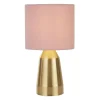 Stofflampen|Schlafzimmer Lampen*Searchlight Tischlampe Metall Stoff H: 33 cm klein in Rosa Gold E14