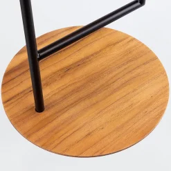 Wohnzimmerlampen|Schlafzimmer Lampen*Elstead Tischlampe Metall Teakholz Furnier 46 cm hoch Modern