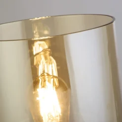 Wohnzimmerlampen|Metall Lampen*Searchlight Tischlampe mit Schalter Mokka Bernstein 25,5 cm E27