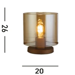 Wohnzimmerlampen|Metall Lampen*Searchlight Tischlampe mit Schalter Mokka Bernstein 25,5 cm E27