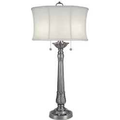 Tischlampen|Schlafzimmer Lampen*Elstead Tischlampe mit Zugschalter E27 94 cm hoch Stoffschirm
