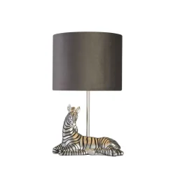 Stofflampen|Schlafzimmer Lampen*Searchlight Tischlampe Modern 35 cm Zebra E27 in Silber Schwarz