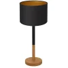 Luminex Tischlampe Natur Schwarz Gold Stoff Holz 56 cm blendarm< Tischlampen|Schlafzimmer Lampen