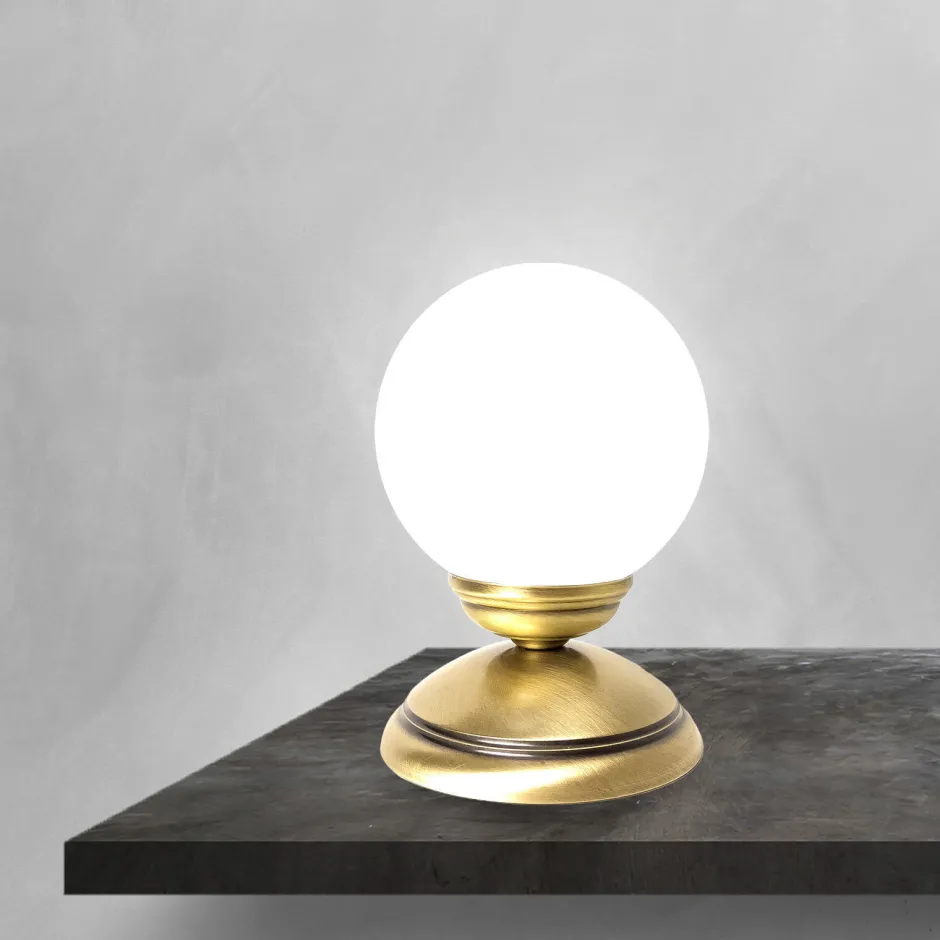 Glaslampen|Messinglampen*Giovanni Battista Tischlampe PASCAL H: 17,5 cm Kugelschirm Glas Messing E14