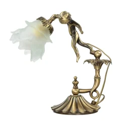 Giovanni Battista Tischlampe Putti aus Echt-Messing Antik Premium< Wohnzimmerlampen|Glaslampen