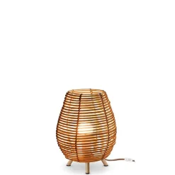 Wohnzimmerlampen|Metall Lampen*Newgarden Tischlampe Rattan E27 H: 32,5 cm Dreibein Boho TOKI