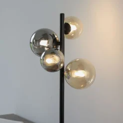 Paul Neuhaus Tischlampe Rauchgrau Bernstein 48 cm G9 3000 K Glas< Wohnzimmerlampen|Schlafzimmer Lampen