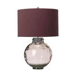 Tischlampen|Schlafzimmer Lampen*Elstead Tischlampe Rot Grau E27 55,5 cm Glas Stoff Klassisch