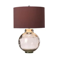 Tischlampen|Schlafzimmer Lampen*Elstead Tischlampe Rot Grau E27 55,5 cm Glas Stoff Klassisch