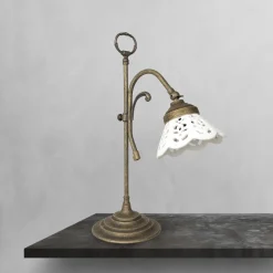 Giovanni Battista Tischlampe Rustikal H: 36 cm schwenkbar E14 Keramik Messing< Tischlampen|Badezimmer Lampe