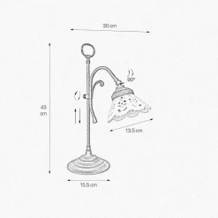 Giovanni Battista Tischlampe Rustikal H: 36 cm schwenkbar E14 Keramik Messing< Tischlampen|Badezimmer Lampe