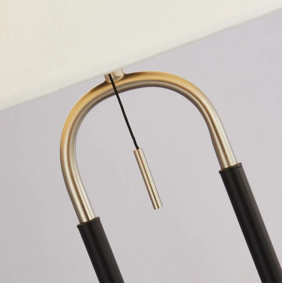 Wohnzimmerlampen|Schlafzimmer Lampen*Searchlight Tischlampe Samt Schirm Zugschalter 63 cm E27 Weiß Silber