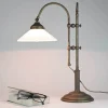 Giovanni Battista Tischlampe Schreibtisch aus Messing Glas 49 cm E14 in Antik< Tischlampen|Bürolampen
