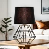 Designerlampen|Moderne Lampen*TK Lighting Tischlampe Schwarz E27 Metall Stoff 34 cm