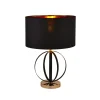 Schlafzimmer Lampen|Stofflampen*Searchlight Tischlampe Schwarz Gold 58 cm hoch E27 Metall Stoff