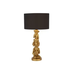 Stofflampen|Schlafzimmer Lampen*Searchlight Tischlampe Schwarz Gold 51,5 cm hoch E27 Stoff Resin Affen