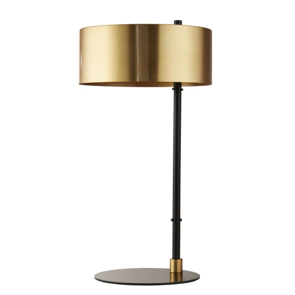 Wohnzimmerlampen|Schlafzimmer Lampen*Searchlight Tischlampe Schwarz Gold H: 49 cm D: 25 cm E14 Metall