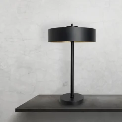 Giovanni Battista Tischlampe Schwarz Gold H: 49 cm Messing Eisen E27< Tischlampen|Badezimmer Lampe