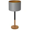 Tischlampen|Schlafzimmer Lampen*Luminex Tischlampe Schwarz Grau Gold Stoff Holz 56 cm blendarm