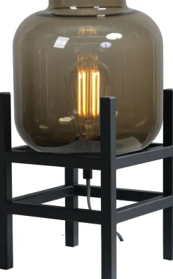 Glaslampen|Wohnzimmerlampen*Masterlight Tischlampe Schwarz Metall Glas 34 cm hoch E27 ELYA