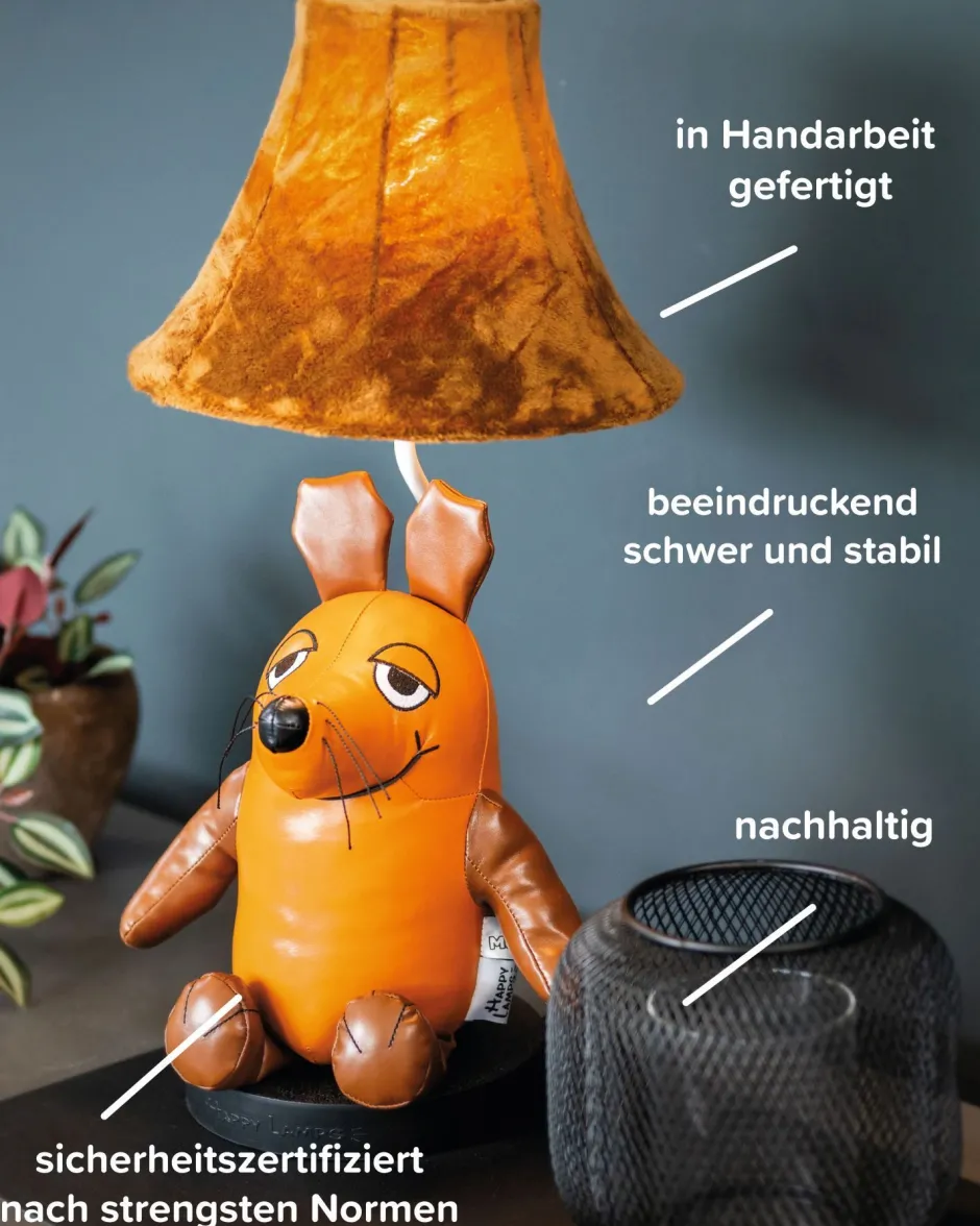 Wohnzimmerlampen|Kinderzimmerlampen*Happy Lamps Tischlampe Sendung mit der Maus 52 cm vegan Kunstleder LED