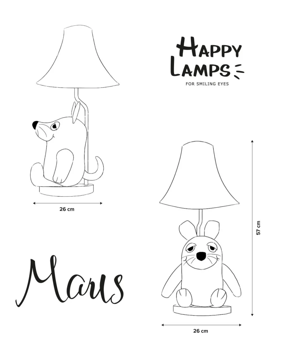 Wohnzimmerlampen|Kinderzimmerlampen*Happy Lamps Tischlampe Sendung mit der Maus 52 cm vegan Kunstleder LED