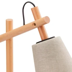 Schreibtischlampen|Lampen Aus Aller Welt*TK Lighting Tischlampe Skandinavisch Holz Leinen 46 cm E27