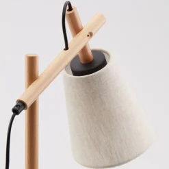 Schreibtischlampen|Lampen Aus Aller Welt*TK Lighting Tischlampe Skandinavisch Holz Leinen 46 cm E27